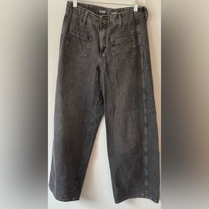 Old Navy Women's Gray Stonewashed High-Rise Baggy Wide Leg Jeans